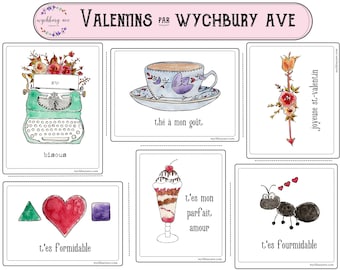 Printable French Valentines / Valentine's Card in French / French Valentine's Day Card / Valentins imprimables / French Valentine's Card