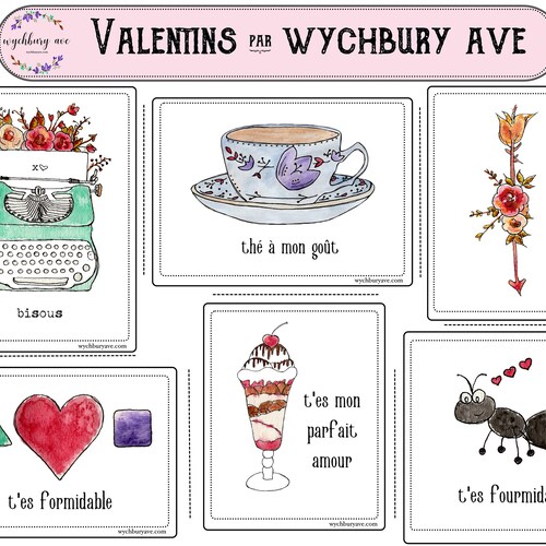 French Valentine s Day Printable Greeting Card Je Taime Etsy