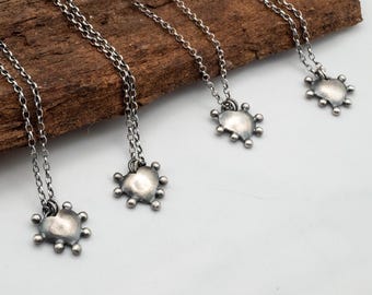 Dainty Oxidized Silver Heart Necklace Handmade 925 Sterling love Valentine Minimal Jewelry