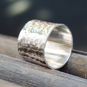 Hammered Silver ring, Cigar band ring, Wide Band Ring, Silver Wide Band Ring, Statement Ring, Hammered Band Ring, Gift For Her, Textured