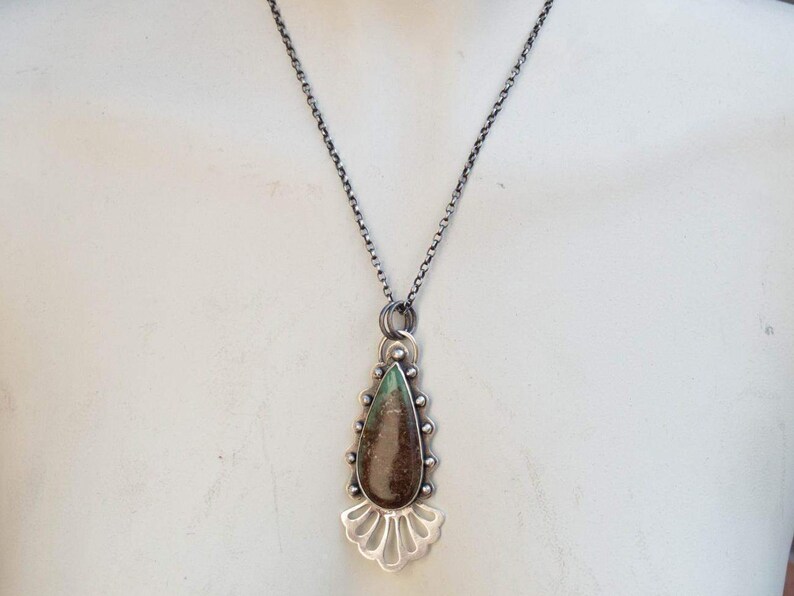 Sterling silver necklace-Gemstone necklace-Artisan necklace-Chrysoprase silver necklace-Contemporary jewelry-Boho necklace-Necklace gemstone