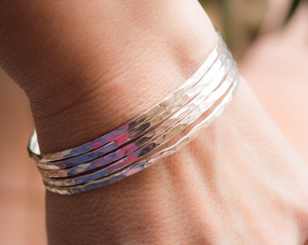 Stacking Bracelets - Sterling Silver  Bangle Set