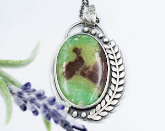 Chrysoprase necklace in sterling silver