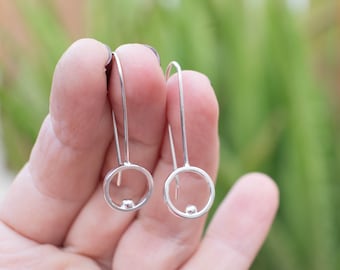 Sterling silver earrings, Geometric earrings, Minimalist earrings, Round silver earrings, Circle small earrings, Minimal jewelry, Sterling