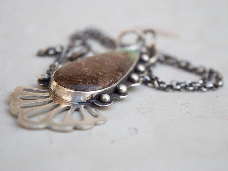 Sterling silver necklace-Gemstone necklace-Artisan necklace-Chrysoprase silver necklace-Contemporary jewelry-Boho necklace-Necklace gemstone