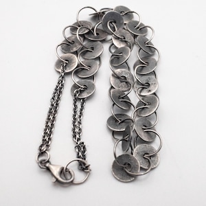Handmade oxidized sterling silver chain necklaces, Raw silver necklaces, Modern raw sterling silver necklace, Handmade artisan silver chain