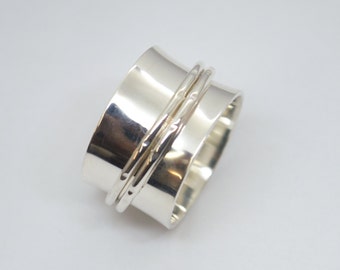 Sterling silver band ring - Handmade spinner ring