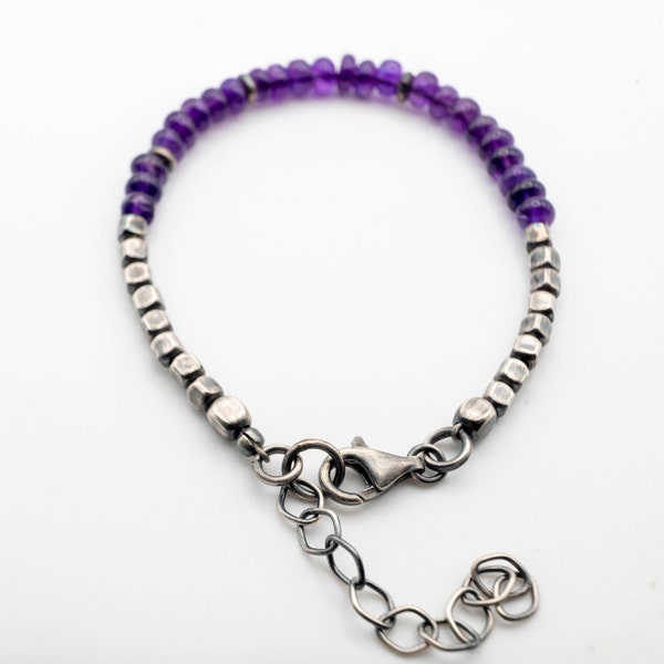 Amethyst bead bracelet - Silver bracelet