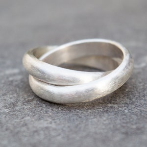 Bague Trinity, alliance russe, bague double anneau, bague en argent faite main, grosse bague en argent, bague en argent durable, bague tendance, argent