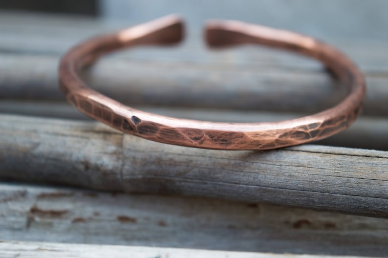Mens copper bracelet, Cool mens bracelet, Rustic mens bracelet, Chunky copper bracelet, Mens cuff bracelet, Cuff bracelet for men, Handmade image 6