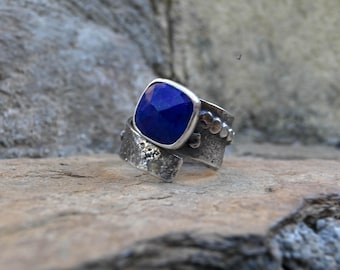 Natural Lapis Lazuli Ring : 925 sterling silver , Handmade ring - Boho Statement  Jewelry