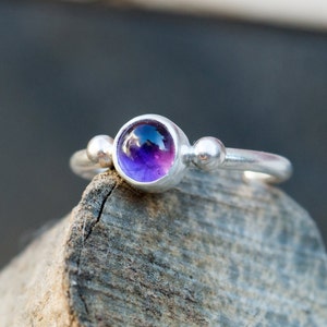 Amethyst ring, Amethyst Jewelry, Amethyst sterling silver ring, Purple stone ring, Solitaire silver ring, Natural Amethyst ring, Silver 925