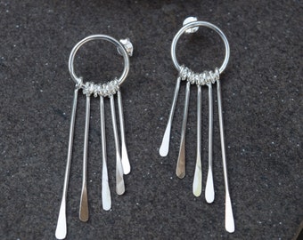 Sterling Silver Fringe Stud Earrings