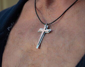 Mens cross - Cross pendant - Silver cross