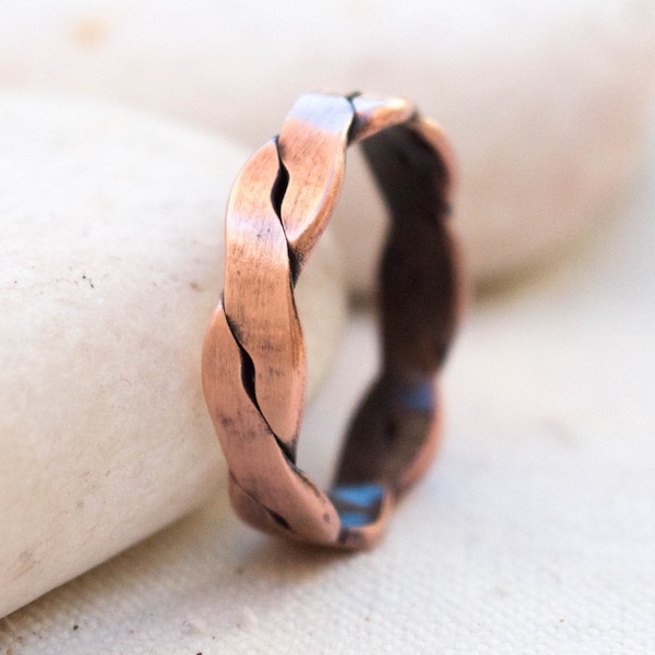 Mens copper ring - Handmade Twisted Copper Ring - Mens ring