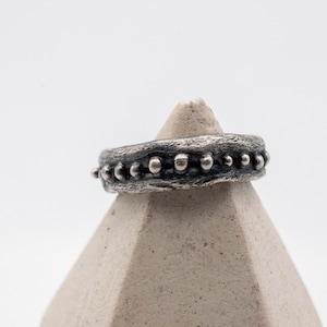 Rustic mens ring, Oxidized rustic handmade ring, Organic design, Black ring, Unique ring, Sterling silver 925, Textured ring, Chunky ring