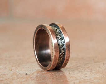 Rustic Copper and Silver Mens Ring: Handmade Band