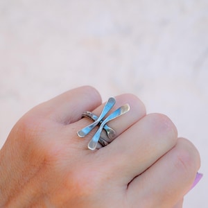 Dragonfly ring - Sterling silver Dragonfly ring - Dragonfly jewelry - Adjustable ring - 925 sterling silver -  Wrap ring - Gifts for her