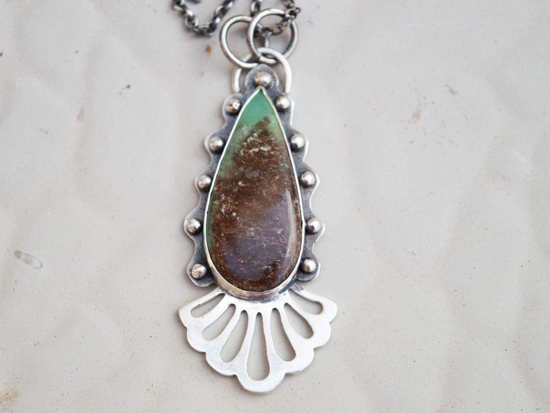 Sterling silver necklace-Gemstone necklace-Artisan necklace-Chrysoprase silver necklace-Contemporary jewelry-Boho necklace-Necklace gemstone