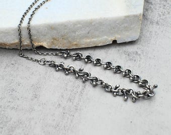 Oxidized Sterling Silver Chain Necklace - Handmade Unisex Raw Textured Link Necklace