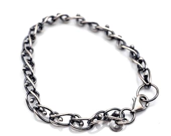 Handmade Oxidized Sterling Silver Chain Bracelet, Bold Minimal Statement Jewelry