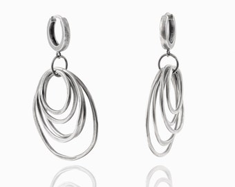 Hoop earrings - Circle silver earrings