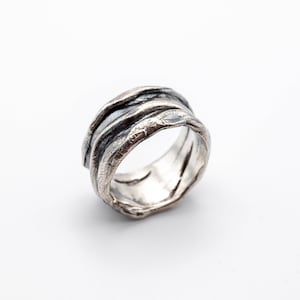 Chunky sterling silver ring, Organic silver ring, Sterling silver ring, Unisex band ring, Organic design ring, Modern silver rings, Oxidized
