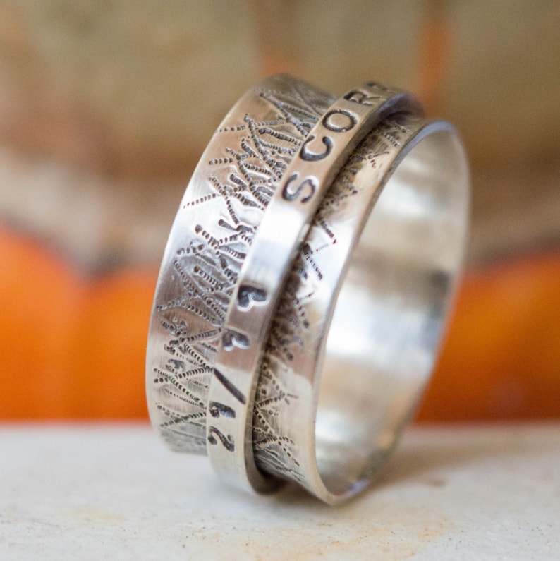Personalized spinner ring Wide band sterling silver ring Spinner ring