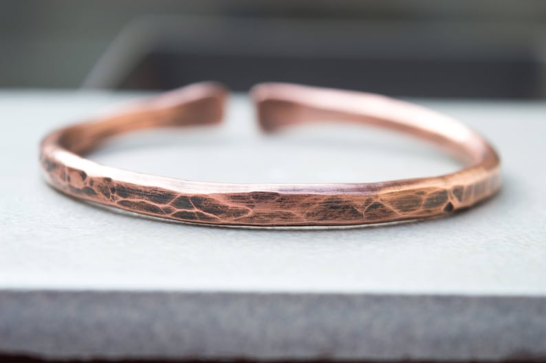 Mens copper bracelet, Cool mens bracelet, Rustic mens bracelet, Chunky copper bracelet, Mens cuff bracelet, Cuff bracelet for men, Handmade image 2