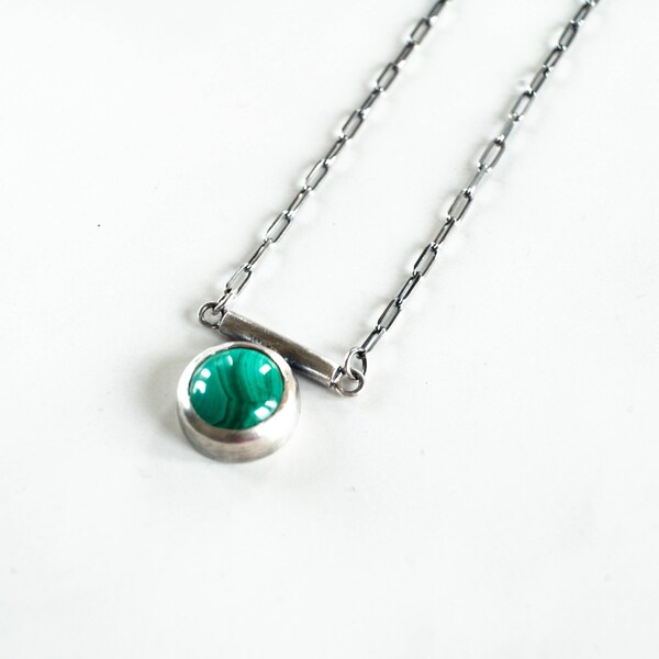 Sterling silver Malachite necklace pendant