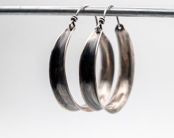 Handmade Sterling Silver Hoop Earrings: Medium 45mm Drop