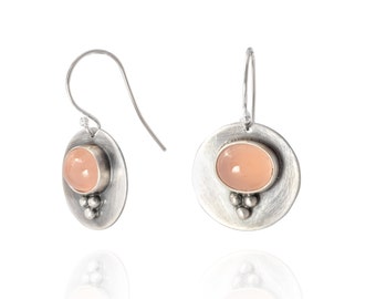 Pink Chalcedony  silver earrings