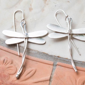 Dragonfly earrings- Handmade sterling silver dragonfly earrings
