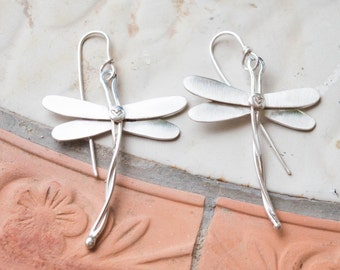 Dragonfly earrings- Handmade sterling silver dragonfly earrings