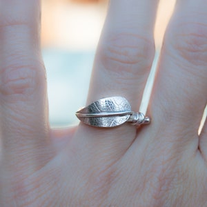 Handmade Sterling Silver Leaf Ring: Oxidized Botanical Jewelry