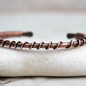 Koperen herenarmband - rustieke herenarmband - handgemaakte koperen manchet - moderne herenarmband - massief koperen armband voor heren - massief koper