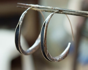 Silver hoop earrings- Sterling silver earrings