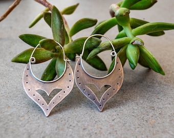 Boho hoop earrings in sterling silver