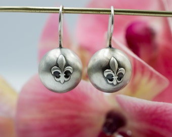 Sterling silver ball dangle earrings - Sphere silver earrings