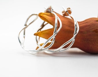 Handmade Sterling Silver Hoop Earrings: Minimalist Medium Hoops