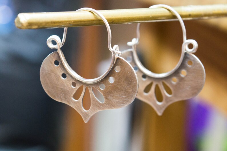 Hoop Earrings In Sterling Silver Boho Rustic 魅了