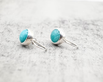 Amazonite Silver Drop Earrings, Sterling Silver 925 Dangle Earrings, Small Handmade Earrings