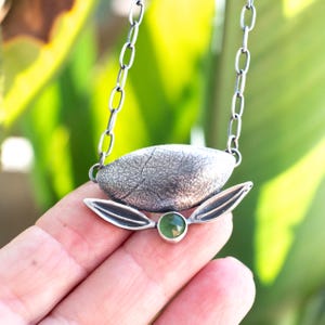 Sterling Silver Serpentine Necklace: Artisan Leaf Pendant