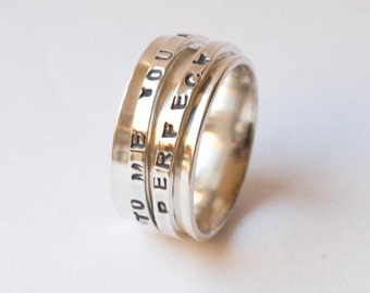 Personalized ring Sterling silver  spinner ring