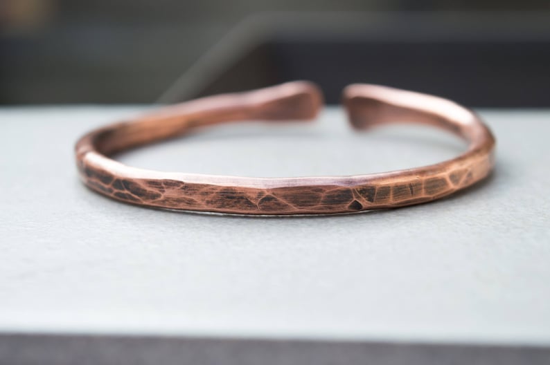 Mens copper bracelet, Cool mens bracelet, Rustic mens bracelet, Chunky copper bracelet, Mens cuff bracelet, Cuff bracelet for men, Handmade image 4