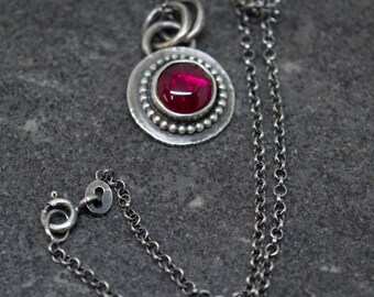 Ruby necklace - Silver Ruby Necklace