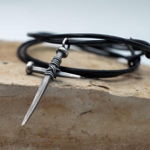 Men's cross necklace, Silver cross handmade, Rustic men's cross, Holy cross necklace, Nail cross pendant, Cool men's cross, Men cross silver