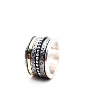 Sterling Silver Meditation Spinner Ring: Wide Band Fidget Ring