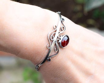 Boho Chain Bracelet For Women -  Handmade Gemstone Jewelry - Sterling Silver Bracelet