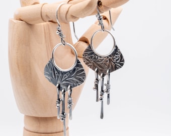 Handmade dangle sterling silver earrings